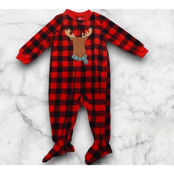 Carter's 12 Months Fleece Footed Pajamas 2pc Bundle Set - Cozy Sleepwear - Picture 2 of 7